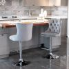 A&A Furniture,Swivel Velvet Barstools Adjusatble Seat Height from 25-33 Inch, Modern Upholstered Chrome base Bar Stools with Backs Comfortable Tufted