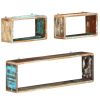 3 Piece Wall Cube Shelf Set Solid Reclaimed Wood - Brown