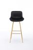 30 inch Set of 2 Bar Stools,with Chrome Footrest Velvet Fabric Counter Stool Golden Leg Simple High Bar Stool,black - as Pic