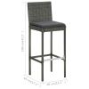 3 Piece Patio Bar Set with Cushions Gray - Grey