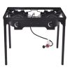 150000 BTU Double Burner Outdoor Stove BBQ Grill - black