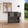 3 Piece Patio Bar Set with Cushions Gray - Grey