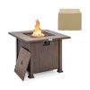 32 Inch 50,000 BTU Square Fire Pit Table with Lid and Lava Rocks - Brown