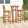 3 Piece Patio Dining Set Solid Wood Acacia - Brown