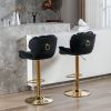 A&A Furniture,Swivel Bar Stools Set of 2, Velvet Counter Height Adjustable Barstools, Dining Bar Chairs Upholstered Modern Bar Stool for Kitchen Islan