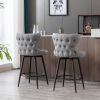 A&A Furniture,Counter Height 25" Modern Linen Fabric Counter Chairs,180¬∞ Swivel Bar Stool Chair for Kitchen,Tufted Cupreous Nailhead Trim Burlap Bar