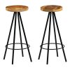 Bar Stools 2 pcs Solid Mango Wood - Brown