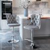 A&A Furniture,Swivel Velvet Barstools Adjusatble Seat Height from 25-33 Inch, Modern Upholstered Chrome base Bar Stools with Backs Comfortable Tufted