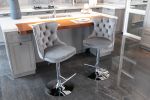 A&A Furniture,Swivel Velvet Barstools Adjusatble Seat Height from 25-33 Inch, Modern Upholstered Chrome base Bar Stools with Backs Comfortable Tufted