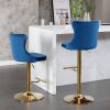 A&A Furniture,Golden Swivel Velvet Barstools Adjusatble Seat Height from 25-33 Inch, Modern Upholstered Bar Stools with Backs Comfortable Tufted for H