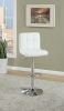 White Faux Leather Bar Stool Counter Height Chairs Set of 2 Adjustable Height Kitchen Island Stools Modern - as Pic