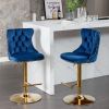 A&A Furniture,Golden Swivel Velvet Barstools Adjusatble Seat Height from 25-33 Inch, Modern Upholstered Bar Stools with Backs Comfortable Tufted for H