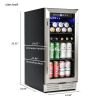 Premium 15-inch Mini Beverage Refrigerator / Wine Cooler - Built-in & Freestanding, 120 Cans, Adjustable Shelves, LED Lighting, Quiet, ETL Certified -