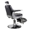 Reclining Barber Chair Hydraulic Salon Chair with Adjustable Headrest and Heavy Duty Base for Hair Cutting, Black+Silver XH - Main colors are black an