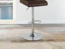 Adjustable Bar stool Gas lift Chair Espresso Faux Leather Tufted Chrome Base Modern Set of 2 Chairs Dining Kitchen - as Pic