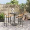 5 Piece Patio Bar Set Gray Poly Rattan&Solid Wood Acacia - Gray