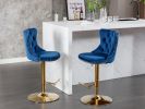 A&A Furniture,Golden Swivel Velvet Barstools Adjusatble Seat Height from 25-33 Inch, Modern Upholstered Bar Stools with Backs Comfortable Tufted for H