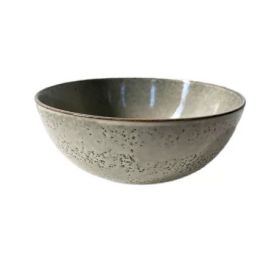 Retro And Old Stoneware Porcelain Color Glaze Relief Household Instant Noodle Bowl (Option: M)