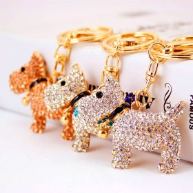 Creative Cute With Diamonds Bell Puppy Key Chain (Option: Random Color-Opp Bag)