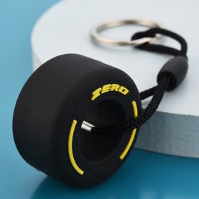 PVC Soft Rubber Tire Keychain Pendants (Color: Yellow)