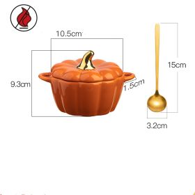 Pumpkin Ceramic Custard Bowl With Lid For Home Breakfast (Option: E)