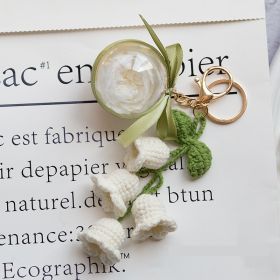 Women's Fashion Preserved Fresh Flower Keychain (Option: White Austin Pearl Style)