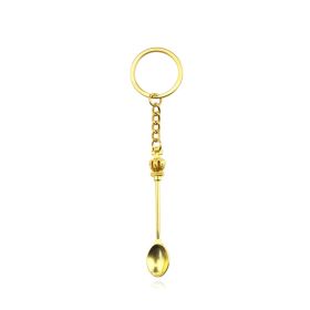 Gold, Silver Accessories Spoon Keychain Classical Crown Shape Pendant Bag Key Ring Small Gift Jewelry (Color: Gold)