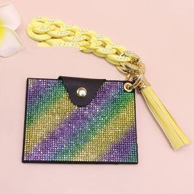 Diamond Card Holder Acrylic Bracelet Key Ring (Color: Yellow)