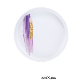 Nordic Personality Simple Ceramic Flat Plate (Option: White violet-8inch deep dish)