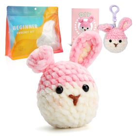 Chenille Doll Material Package Handmade DIY Crochet Woven Material Kit (Option: Pink Ear Rabbit)