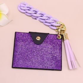 Diamond Card Holder Acrylic Bracelet Key Ring (Color: Purple)