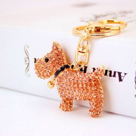 Creative Cute With Diamonds Bell Puppy Key Chain (Option: Peach-Opp Bag)