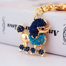 Cartoon Crystal Poodle Puppy Accessories Keychain Pendant Women's Bag Accessories (Option: Blue-Independent Packaging)