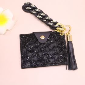 Diamond Card Holder Acrylic Bracelet Key Ring (Color: Black)