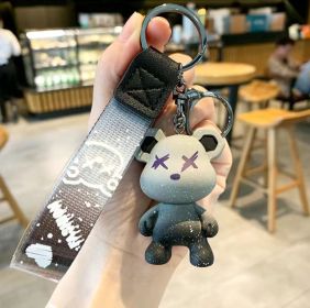 Cartoon Starry Chameleon Bear Car Silica Gel Key Chain (Option: Gray)