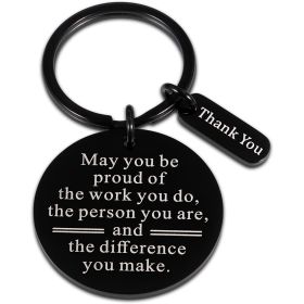 Stainless Steel Key Ring Encourage And Thank Colleagues For Their Friendship Gifts (Option: Black-30x30MM)