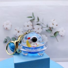 Creative Acrylic Spaceman Oil Keychain Pendant (Option: Blue Flying Ship Moon)