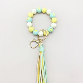 Cross-border Hot Selling Korean Velvet Tassel Cute Small Peach Heart Silicone Beads Bracelet Keychain Female Bracelet Car Suitcase Hanger (Option: Yellow Little Love)