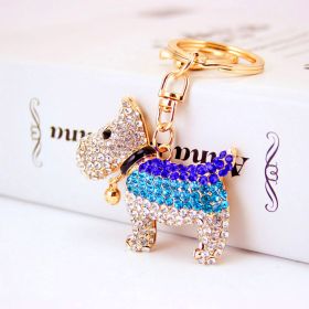 Creative Cute With Diamonds Bell Puppy Key Chain (Option: Blue-Opp Bag)