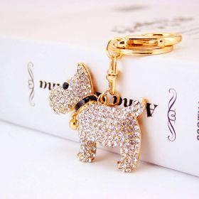 Creative Cute With Diamonds Bell Puppy Key Chain (Option: White-Opp Bag)