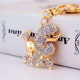 Cartoon Crystal Poodle Puppy Accessories Keychain Pendant Women's Bag Accessories (Option: White-Independent Packaging)