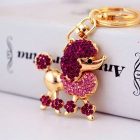 Cartoon Crystal Poodle Puppy Accessories Keychain Pendant Women's Bag Accessories (Option: Pink-Independent Packaging)