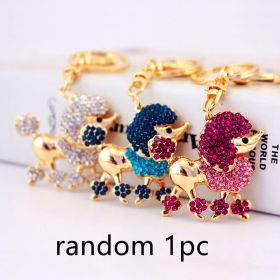 Cartoon Crystal Poodle Puppy Accessories Keychain Pendant Women's Bag Accessories (Option: Random Color-Independent Packaging)